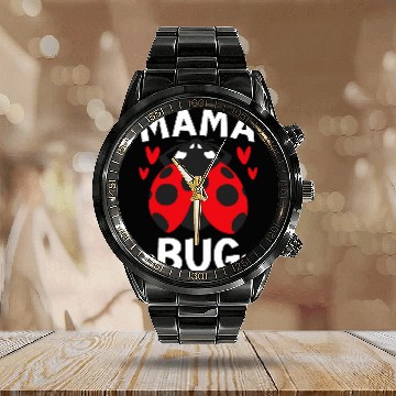 Discover Mama Bug Insect Entomology Future Entomologist Ladybug Zip Calendar Steel Band Watch