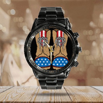 Discover Military Service Boots Calendar Steel Band Watch