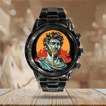 Discover Marcus Aurelius 80s Retro 1 Calendar Steel Band Watch