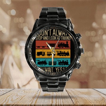 Discover Retro Wagon Train Lover Model Railroad Conductor Funny Train 215 Calendar Steel Band Watch