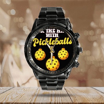 Discover Pickleball Player Coachs Christmas Balls Deck The Halls Xmas Baseball Tees Calendar Steel Band Watch