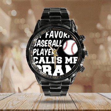 Discover My Favorite Baseball Player Calls Me Gram Calendar Steel Band Watch