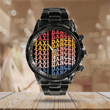 Discover Taxi Dancer Groovy Retro Calendar Steel Band Watch