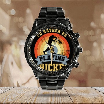 Discover vintages Cricketer Saying BatandBall Game Baseball Tees Calendar Steel Band Watch
