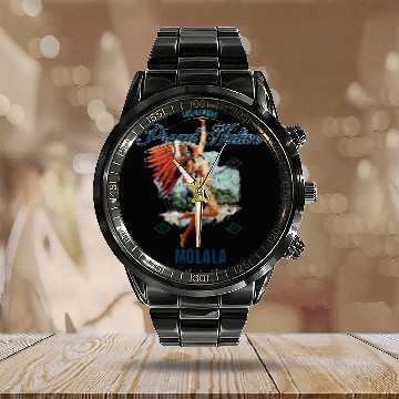 Discover Molala Indigenous Proud Native Art Deco Stand Strong Calendar Steel Band Watch