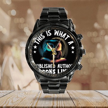 Discover Writer Owl Published Author Typewriter Novel Book Lover Calendar Steel Band Watch