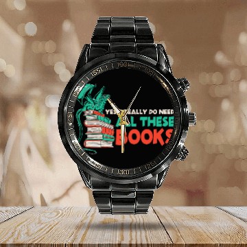 Discover Reading Dragon For Librarian Reader Bookworm Calendar Steel Band Watch