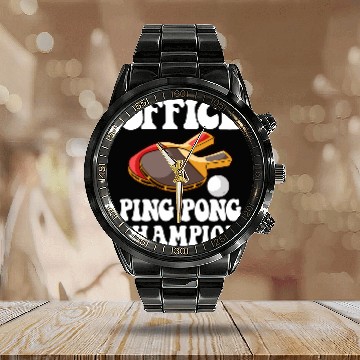 Discover Office Ping Pong Champion Table Tennis Bat Paddle Topspin Calendar Steel Band Watch