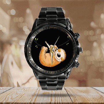 Discover Two Funny Sloths Chilling Sloth Lazy Tired Napping 1 Calendar Steel Band Watch