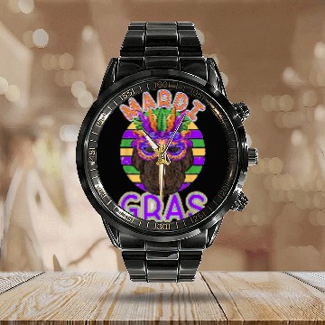 Discover Newfoundland Dog Mardi Gras Calendar Steel Band Watch