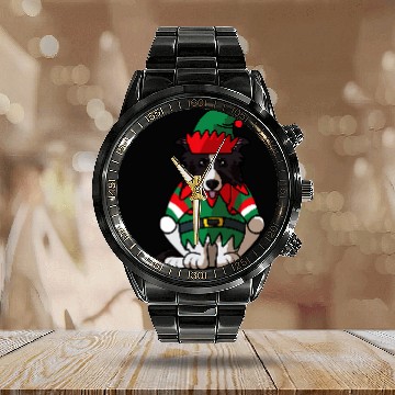 Discover Merry Christmas Border Collie Greetings Dog Lover Baseball Tees Calendar Steel Band Watch