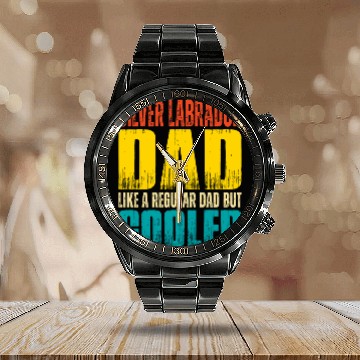Discover Mens Silver Labrador Dad Like a Regular Dad but Cooler 1 Calendar Steel Band Watch