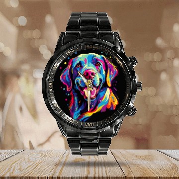 Discover Watercolor Colorful Labrador Lab Calendar Steel Band Watch