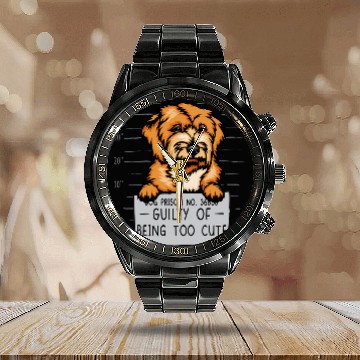 Discover Mini Golden Doodle Guilty Beeing Too Cute Mini Goldendoodle Calendar Steel Band Watch