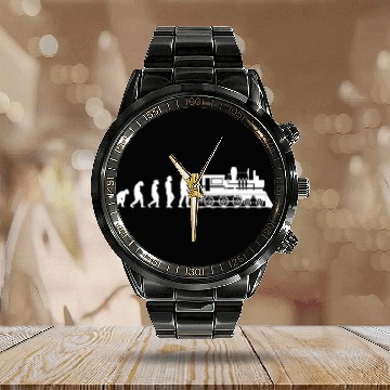 Discover Train Driver Locomotive Evolution Railroad Engineer Zip Calendar Steel Band Watch