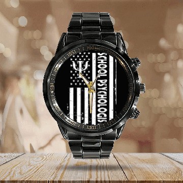 Discover American School Psychologist Student Support USA Baseball Tees Calendar Steel Band Watch