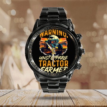 Discover Tractors Farmer 2Warning unstoppable tractor farmer Baseball Tees Calendar Steel Band Watch