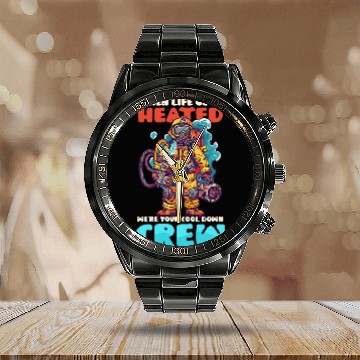 Discover Life Gets Heated Cool Down Crew Design Firefighter Calendar Steel Band Watch