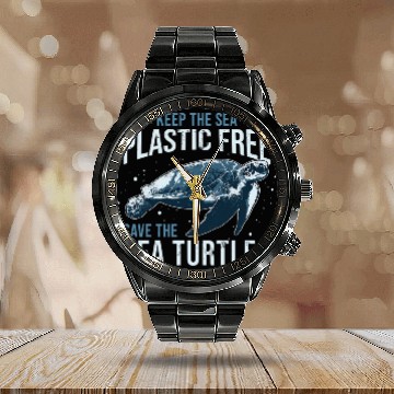 Discover Turtle Keep The Sea Plastic frees Sea Turtle Chelonioidea Calendar Steel Band Watch