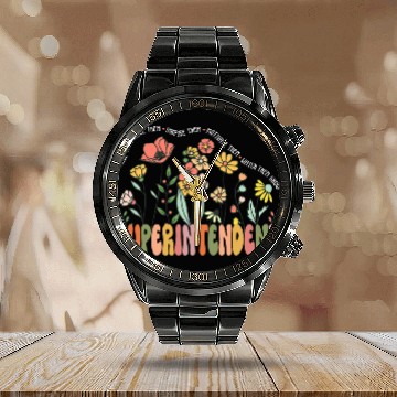 Discover Superintendent Wildflower Retro Supervisor Daisy Calendar Steel Band Watch