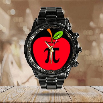 Discover Apple Pi Day Math Lover Math Student Teacher Gift Funny Zip Calendar Steel Band Watch