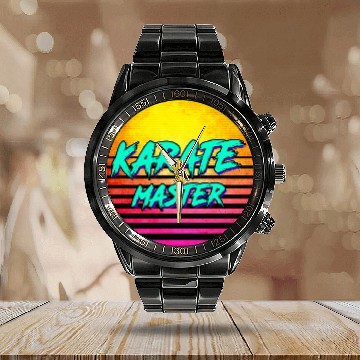 Discover 1980s Retro Karate Master Calendar Steel Band Watch