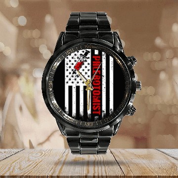 Discover Patriotic Phlebotomist American flag Phlebotomy Technician Calendar Steel Band Watch