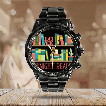 Discover Midnight Reader Bookworm Reading Coachs Book Lover 1 Calendar Steel Band Watch