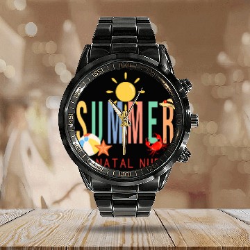 Discover Summer Neonatal NICU nurses Intensive Care Unit Nursing Baseball Tees Calendar Steel Band Watch