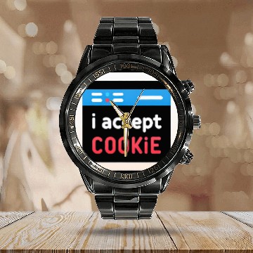 Discover I Accept Cookie Calendar Steel Band Watch