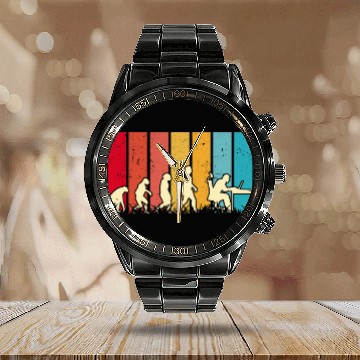 Discover Developer Evolution Retro Computer Scientist Programmer 2 Calendar Steel Band Watch