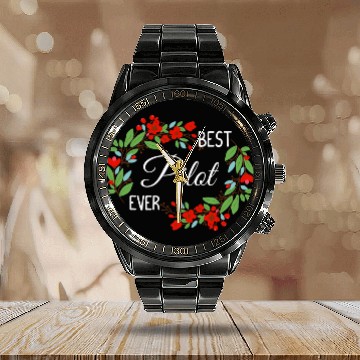 Discover Pilot Ever Profession Floral Wreath Job Baseball Tees Calendar Steel Band Watch