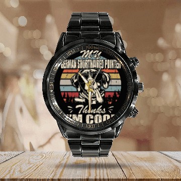 Discover My German Shorthaired Pointer thinks Im Cool vintages Retro Zip Calendar Steel Band Watch