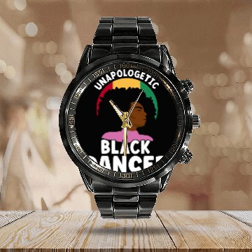 Discover Unapologetic Black Dancer Afro African American Juneteenth Calendar Steel Band Watch
