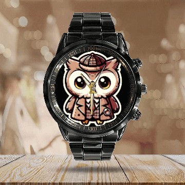 Discover Owl Detective 2Adventure Sleuth Owlet 2Detective Calendar Steel Band Watch