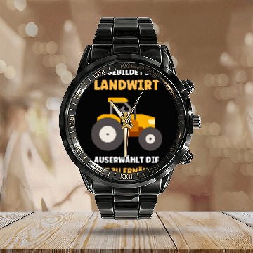 Discover Trained as a farmer selects the world to eat Zip Calendar Steel Band Watch