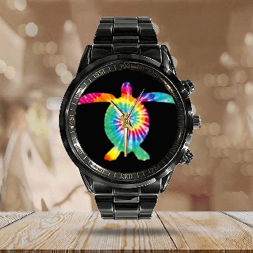 Discover Tie Dye Sea Turtle 2Diver Turtle Lovers Calendar Steel Band Watch