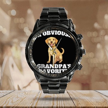 Discover Yellow Lab Grandpa Favorite Labrador Retriever Baseball Tees Calendar Steel Band Watch