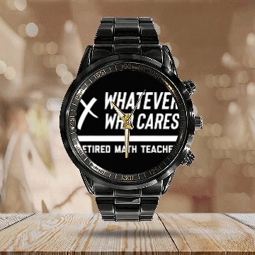 Discover Funny Retired Math Teacher Retirement Professor Mathematics Baseball Tees Calendar Steel Band Watch