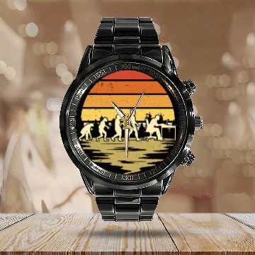 Discover Developer Evolution Retro Computer Scientist Programmer 1 Calendar Steel Band Watch