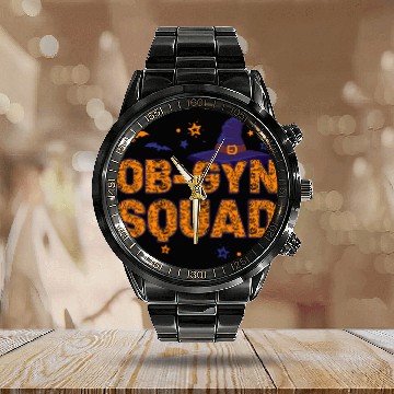 Discover OBGyn Squad Witch Halloween Matching OB Gyn nurses Doctor Calendar Steel Band Watch