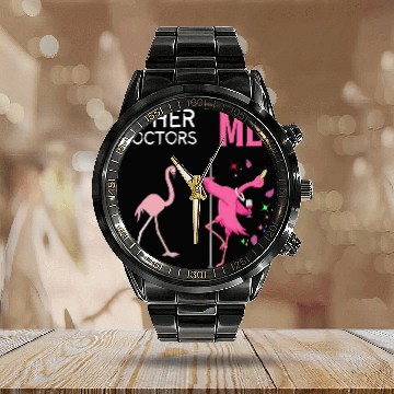 Discover Other Doctors Me Flamingo Design Calendar Steel Band Watch