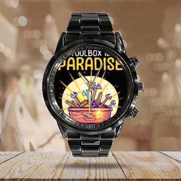 Discover My Toolbox is My Paradise Design Car Mechanic Baseball Tees Calendar Steel Band Watch