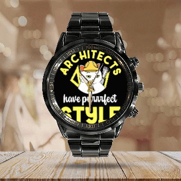 Discover Architect Cat Lover Architecture Engineer Kawaii Art Calendar Steel Band Watch
