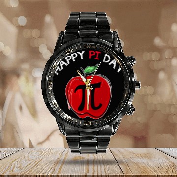 Discover apple pi day math lover teacher student Calendar Steel Band Watch