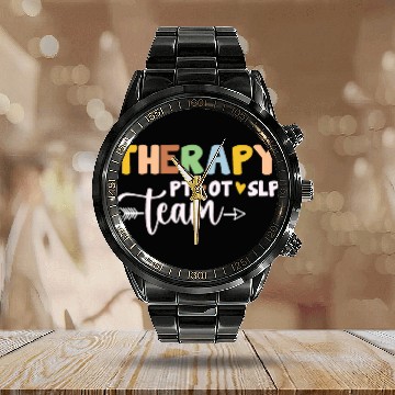 Discover Therapy Team PT OT SLP Rehab Squad Therapist Motor Team Calendar Steel Band Watch