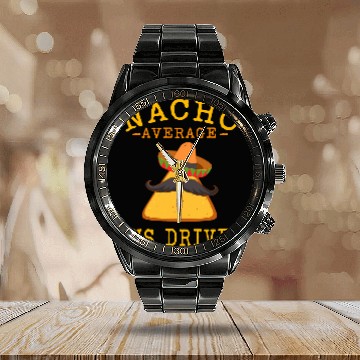 Discover Nacho Average Bus Driver Transport Busman Cinco de Mayo Calendar Steel Band Watch