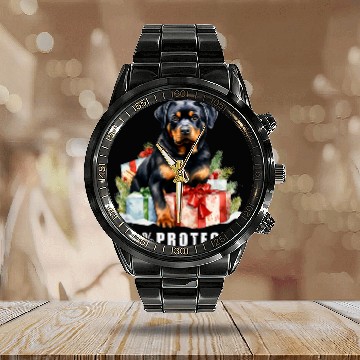 Discover ROTTWEILER BOSS 100 Protected Rottweiler Fun 7 Calendar Steel Band Watch