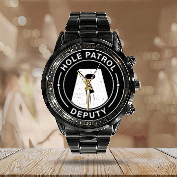 Discover Funny Hole Patrol Deputy Cornhole Referee For Cornhole Lover Zip Calendar Steel Band Watch