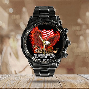 Discover Me When Hearing Light a Fires Firefighter Memes Fireman Calendar Steel Band Watch